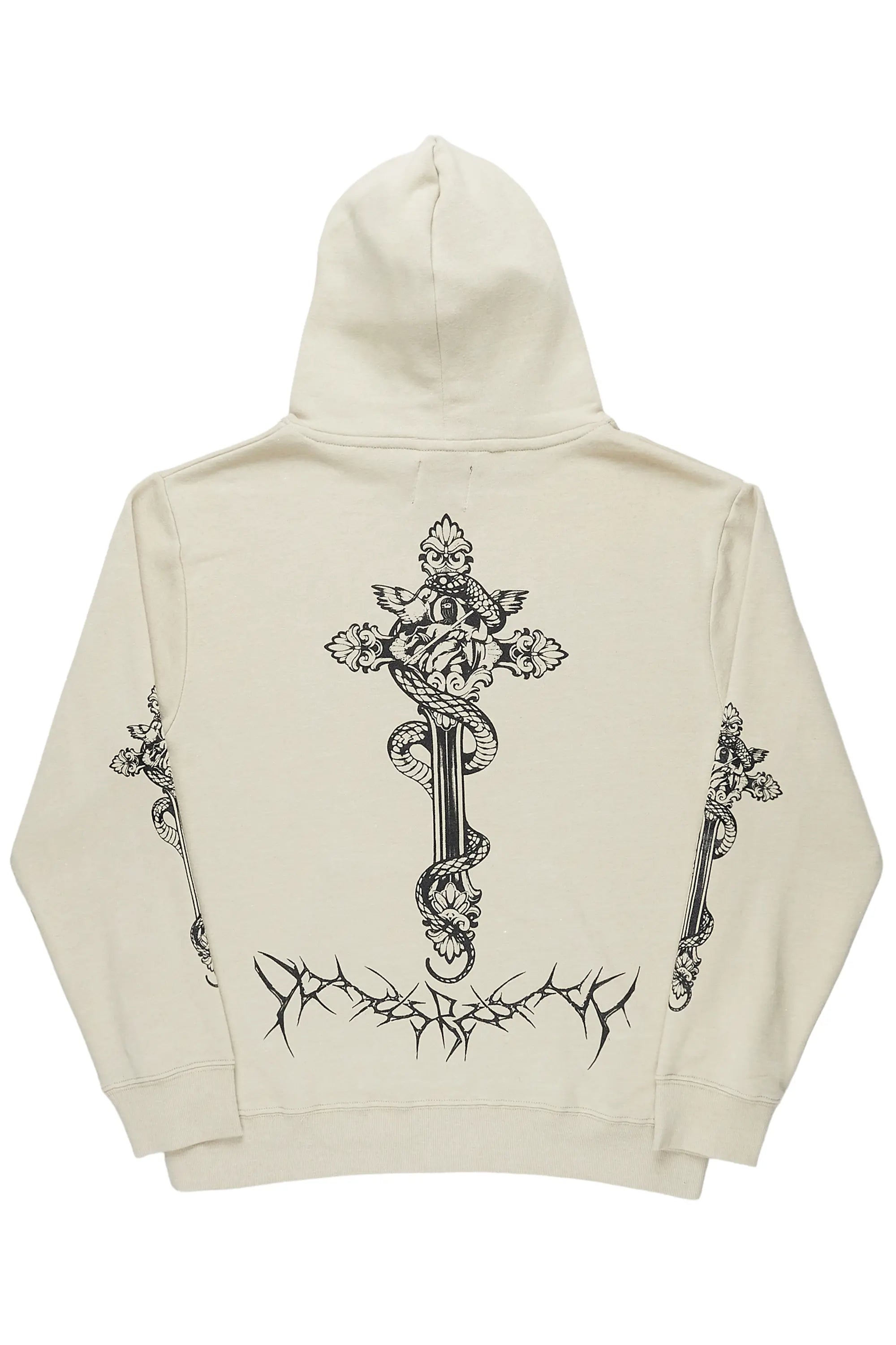 Leander Beige Graphic Hoodie