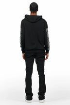 Fields Black/White Stacked Flare Hoodie Track Set