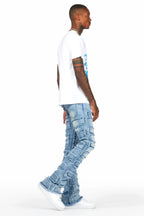 Hard Life White T-Shirt & Arne Blue Stacked Flare Jean Bundle