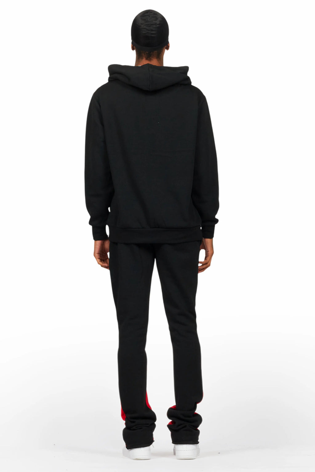 Basic Black/Red Hoodie/Stacked Flare Track Set