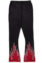 Girls Helga Black/Red Graphic Stacked Flare Mohair Track Pant