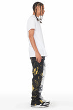 Braxx Grey/Yellow Super Stacked Flare Track Pant
