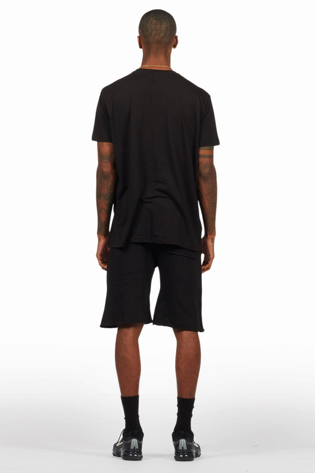 Bubble Black T-Shirt/Raw Edge Short Set