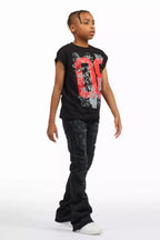 Boys Stellan Black Stacked Flare Jean