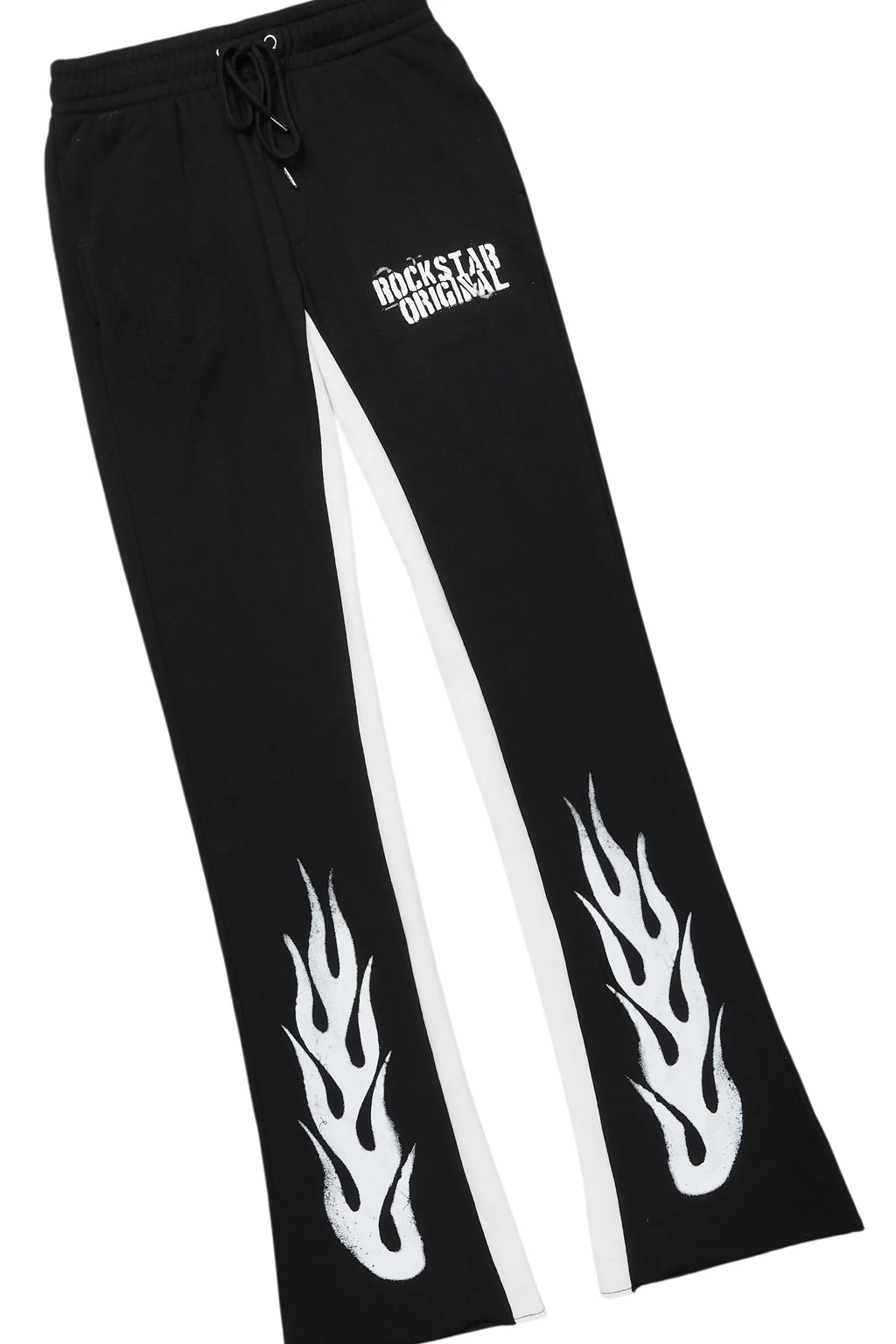 Banyan Black/White Long Sleeve T-Shirt/Stacked Baggy Track Pant Set