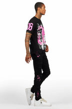 Grill Black/Pink T-Shirt/Slim Fit Jean Set
