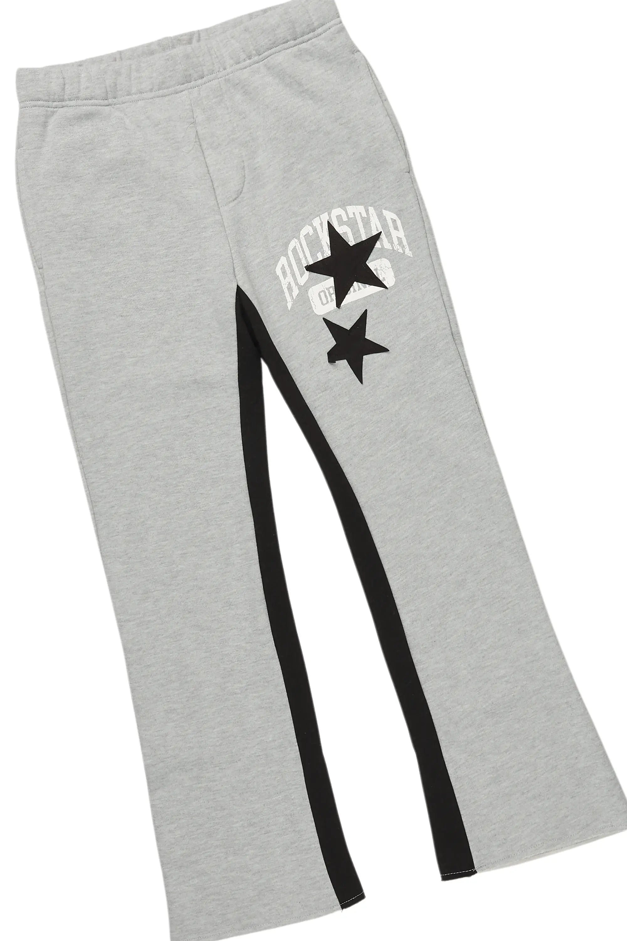 Girls Mallora Heather Grey Baggy Stacked Hoodie Track Set