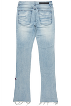 Savage Blue Patchwork Stacked Flare Jean