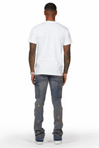 Serrano Navy Stacked Flare Jean