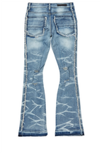 Boys Rugged Blue Stacked Flare Jean