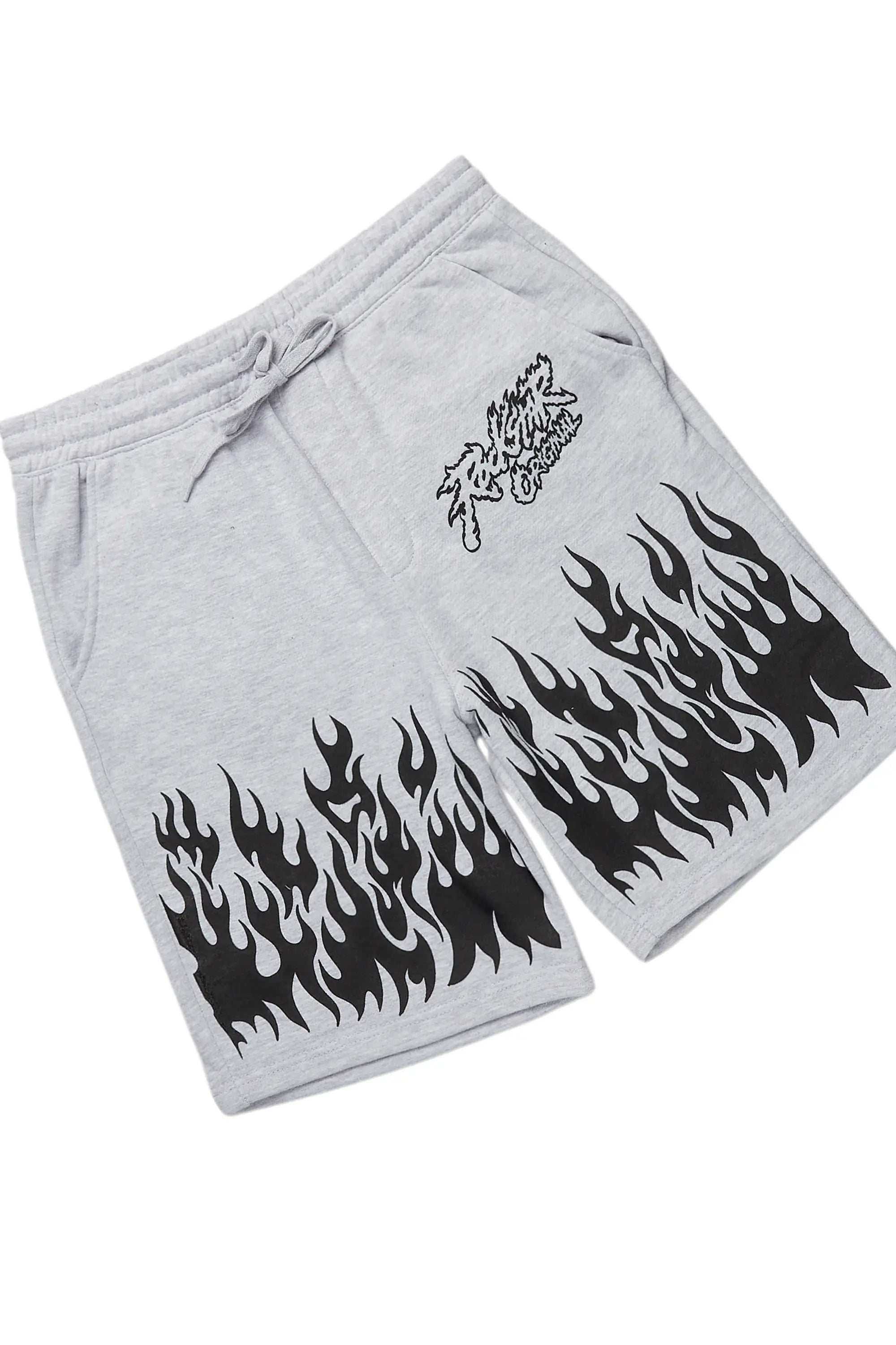 Bubble White/Grey Long Sleeve T-Shirt Short Set