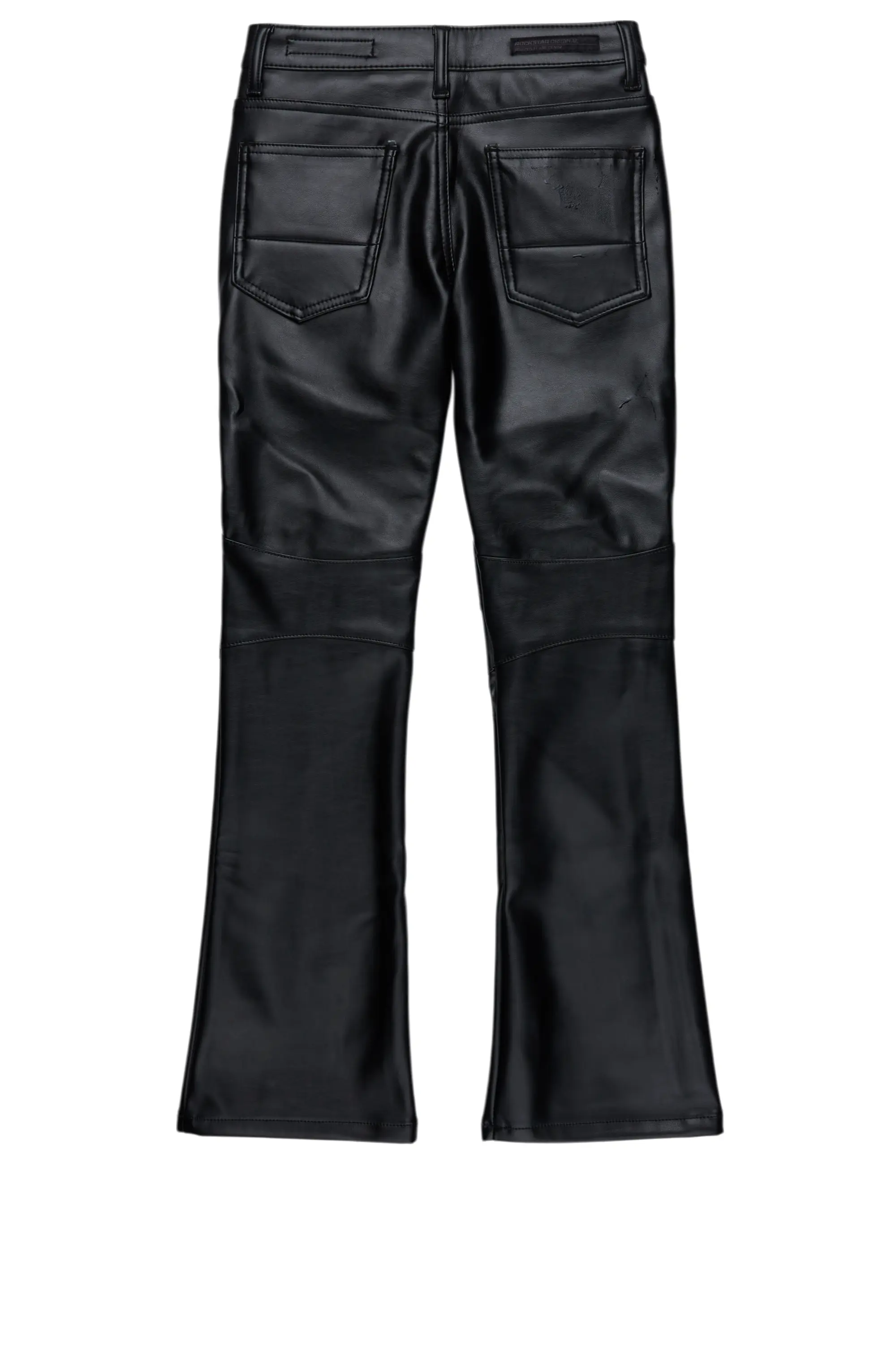 Boys Richh Black PU Biker Jean