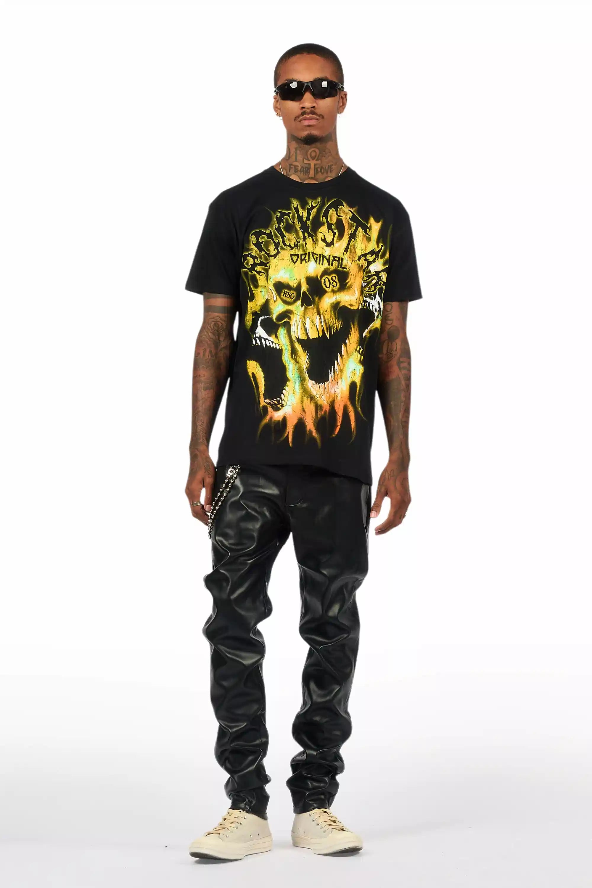 Lucen Black/Yellow Oversized Graphic T-Shirt