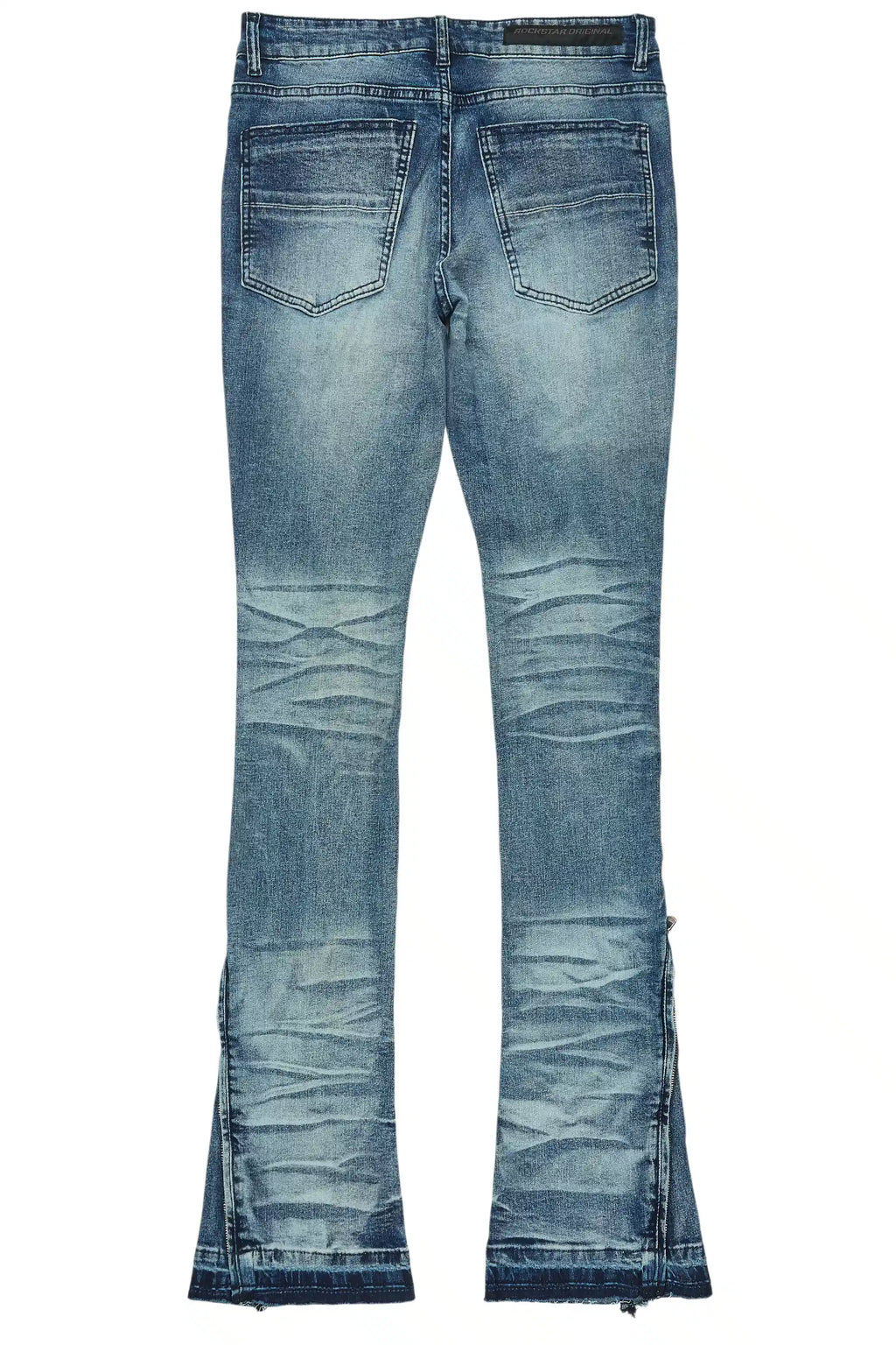 Jaymes Dark Blue Stacked Flare Jean