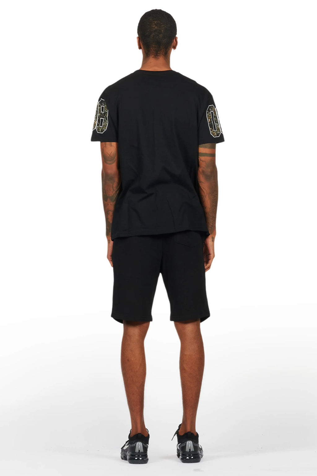 Fields Black Graphic T-Shirt Short Set