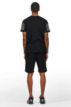 Fields Black Graphic T-Shirt Short Set