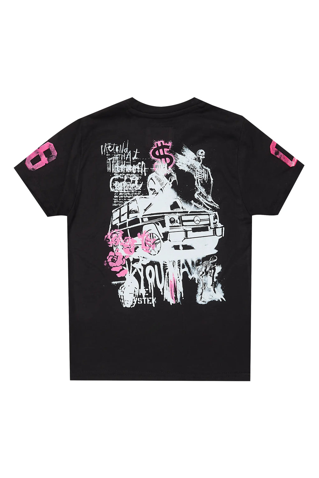Girls Kammy Black/Pink  Graphic T-Shirt
