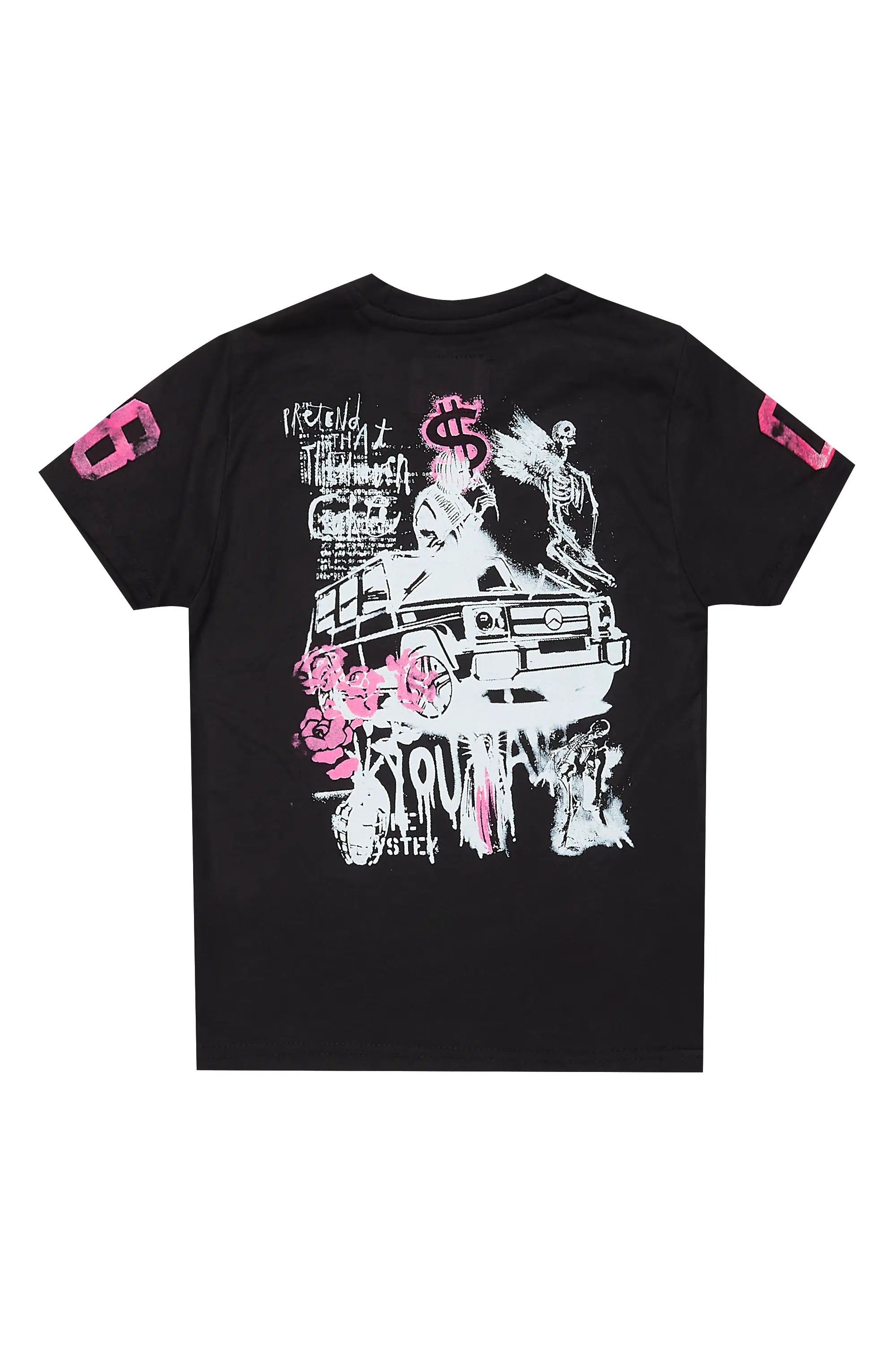 Girls Kammy Black/Pink  Graphic T-Shirt