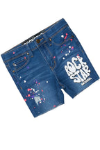 Girls Adrina Grey/Blue T-Shirt Denim Short Set