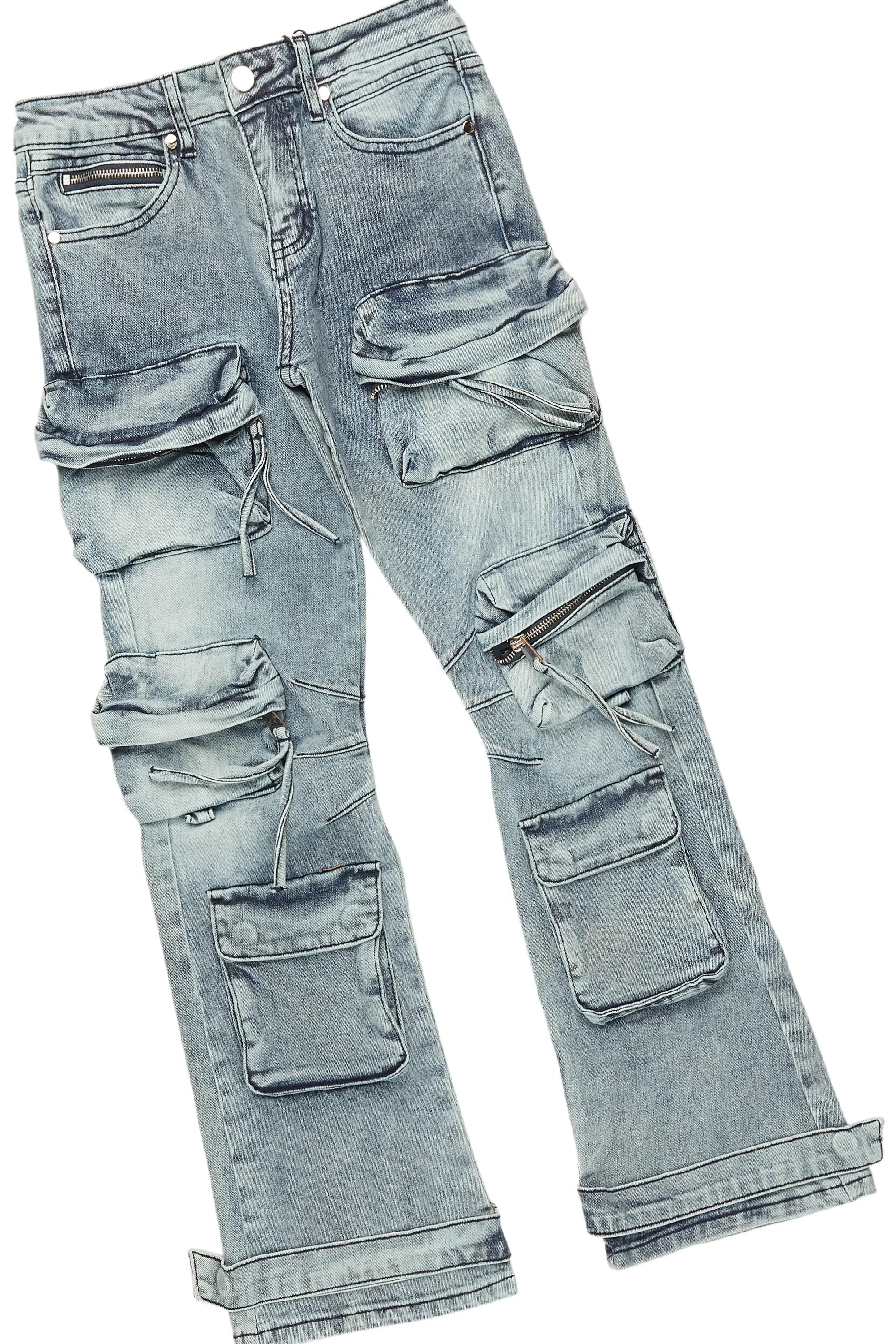 Boys Boaz Heather Grey Hoodie/Stacked Flare Jean Set