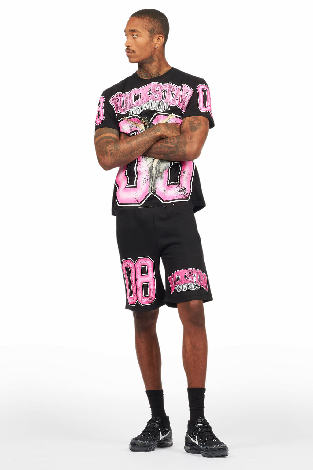 Fields Black/Pink T-Shirt Short Set