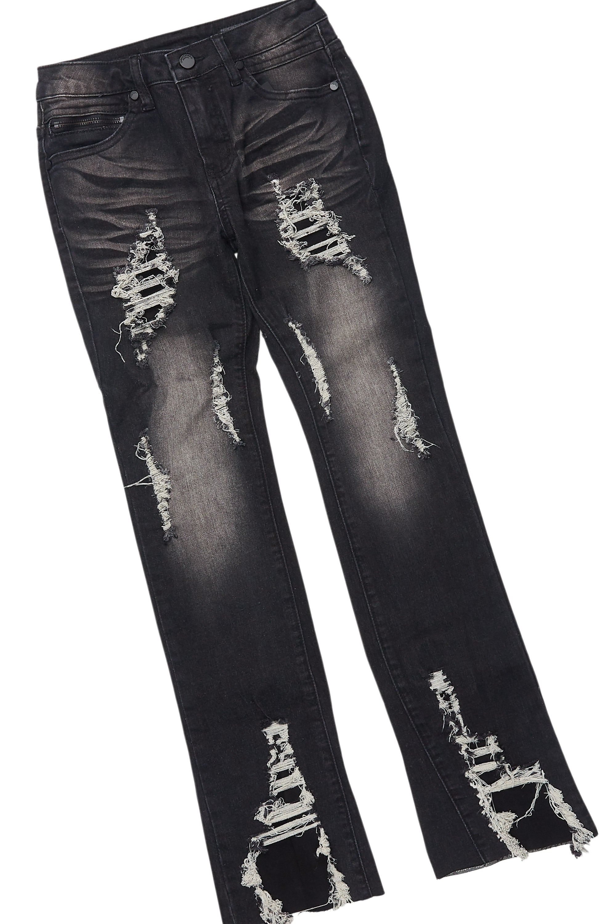 Boys Alim Vintage Black/Fuchsia T-Shirt/Stacked Flare Jean Set