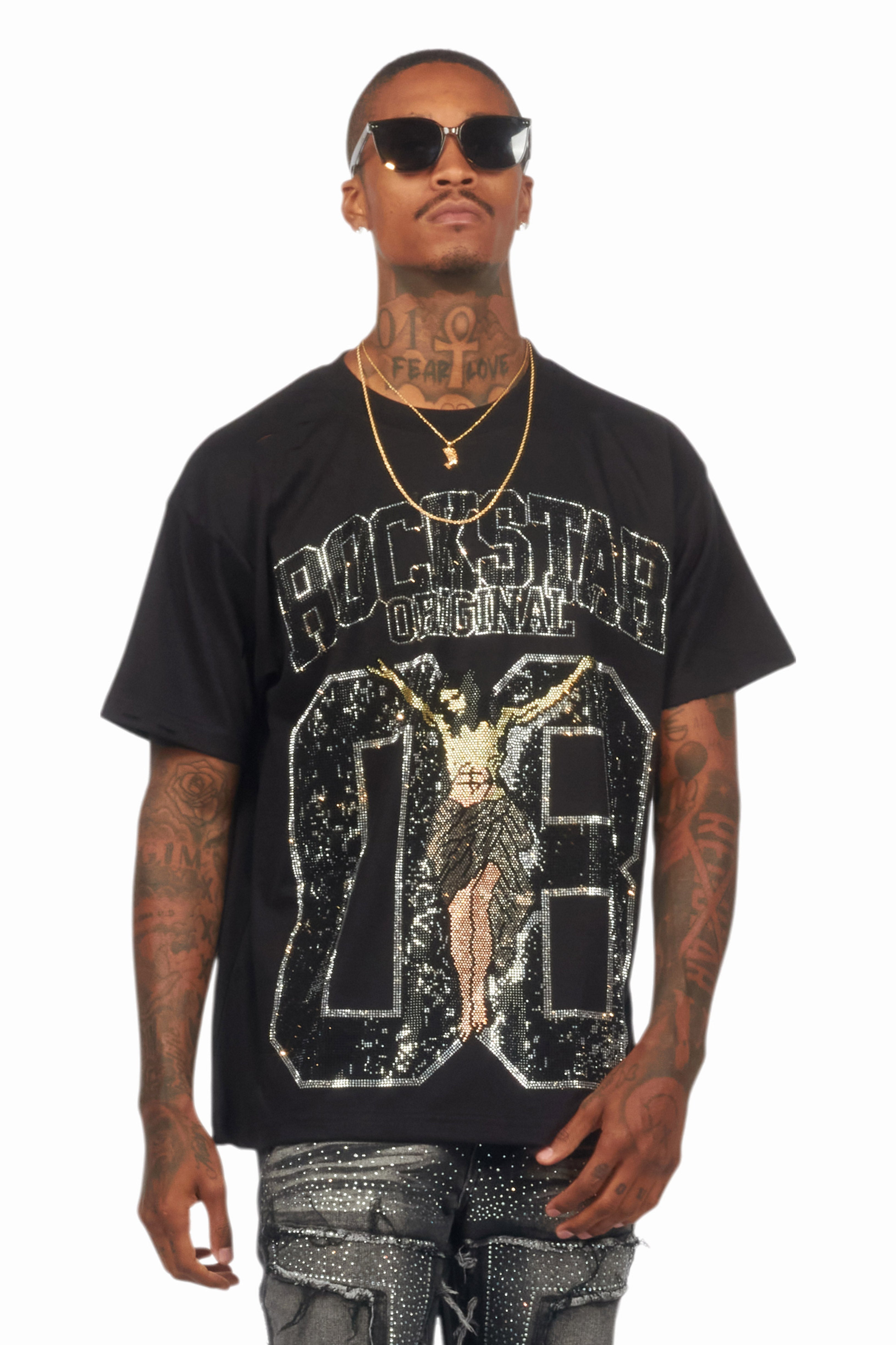 Cavan Black Graphic Rhinestone T-Shirt