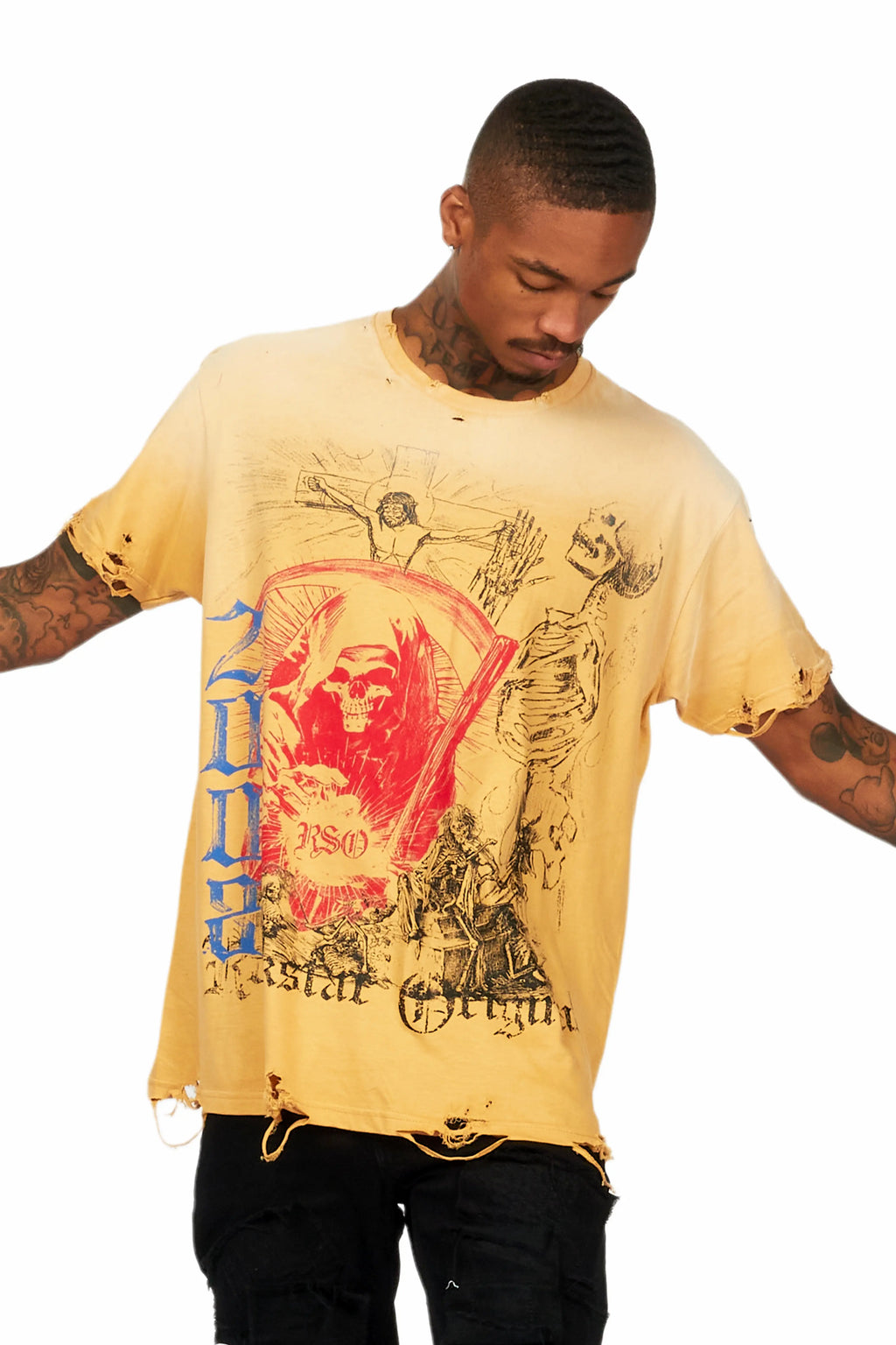 Jesusave Beige Oversized Graphic T-Shirt