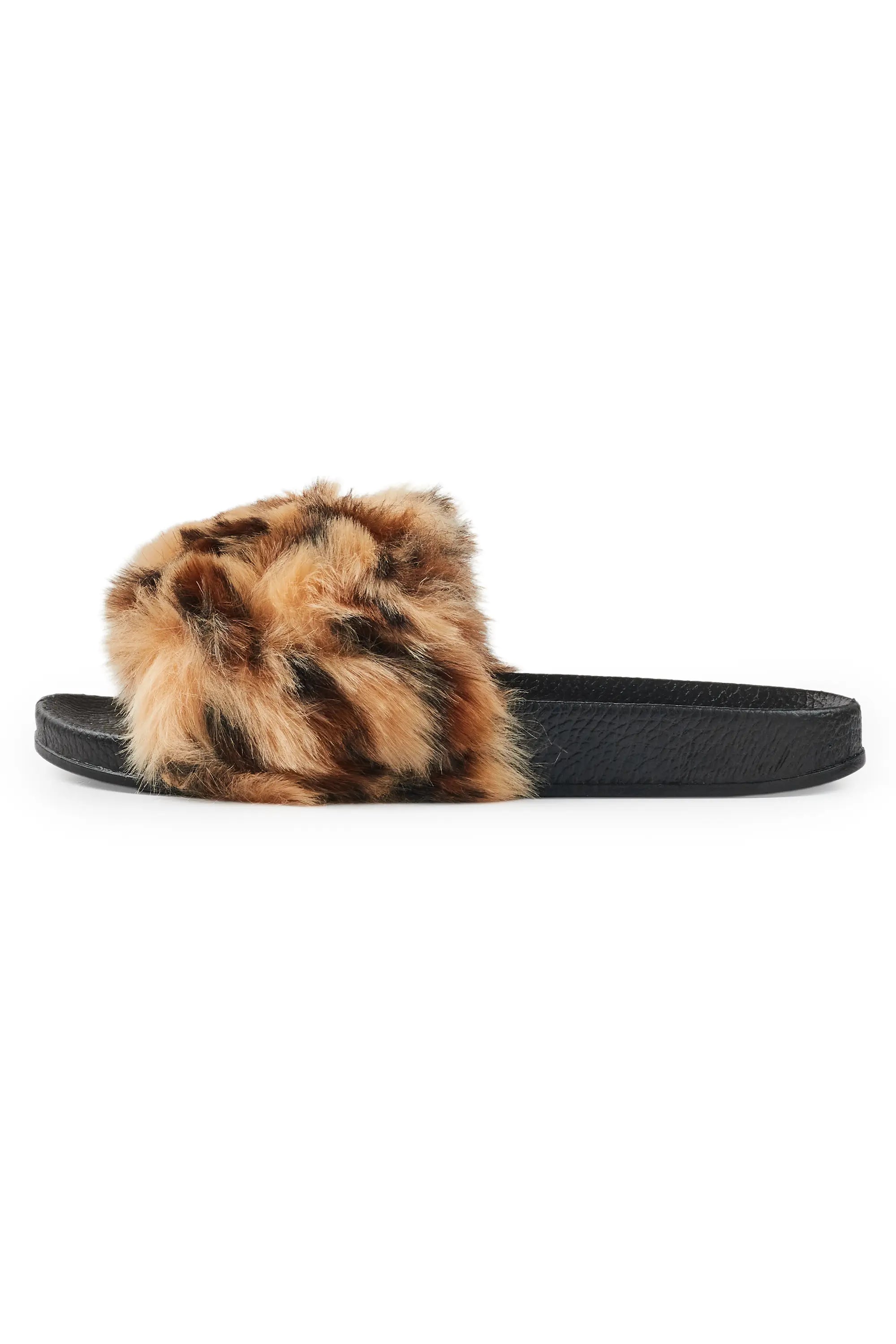 Tatyana Cheetah Fur Slides