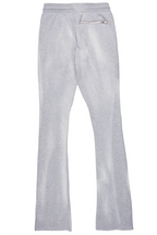 Firoz Grey/White Graphic Stacked Flare Pant