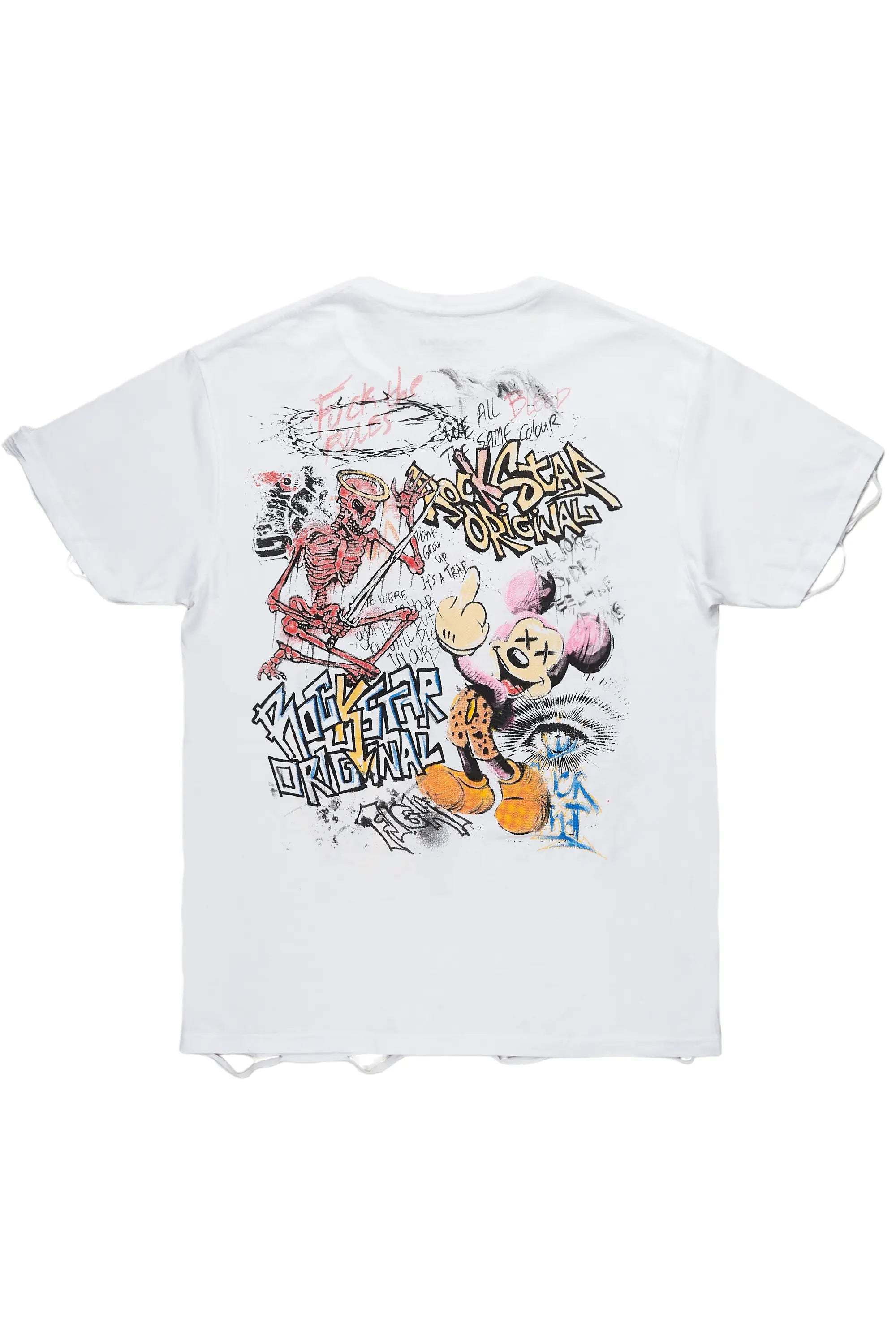 Yooz White Graphic Oversized T-Shirt