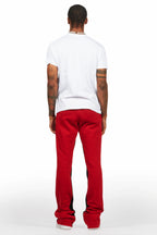 Mallor White/Burgundy T-Shirt/Stacked Baggy Track Pant Set