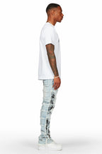 Karl Blue Painter Stacked Flare Jean