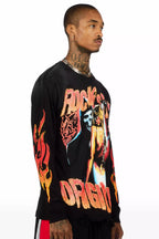 Zo Black/Orange Long Sleeve Graphic T-Shirt