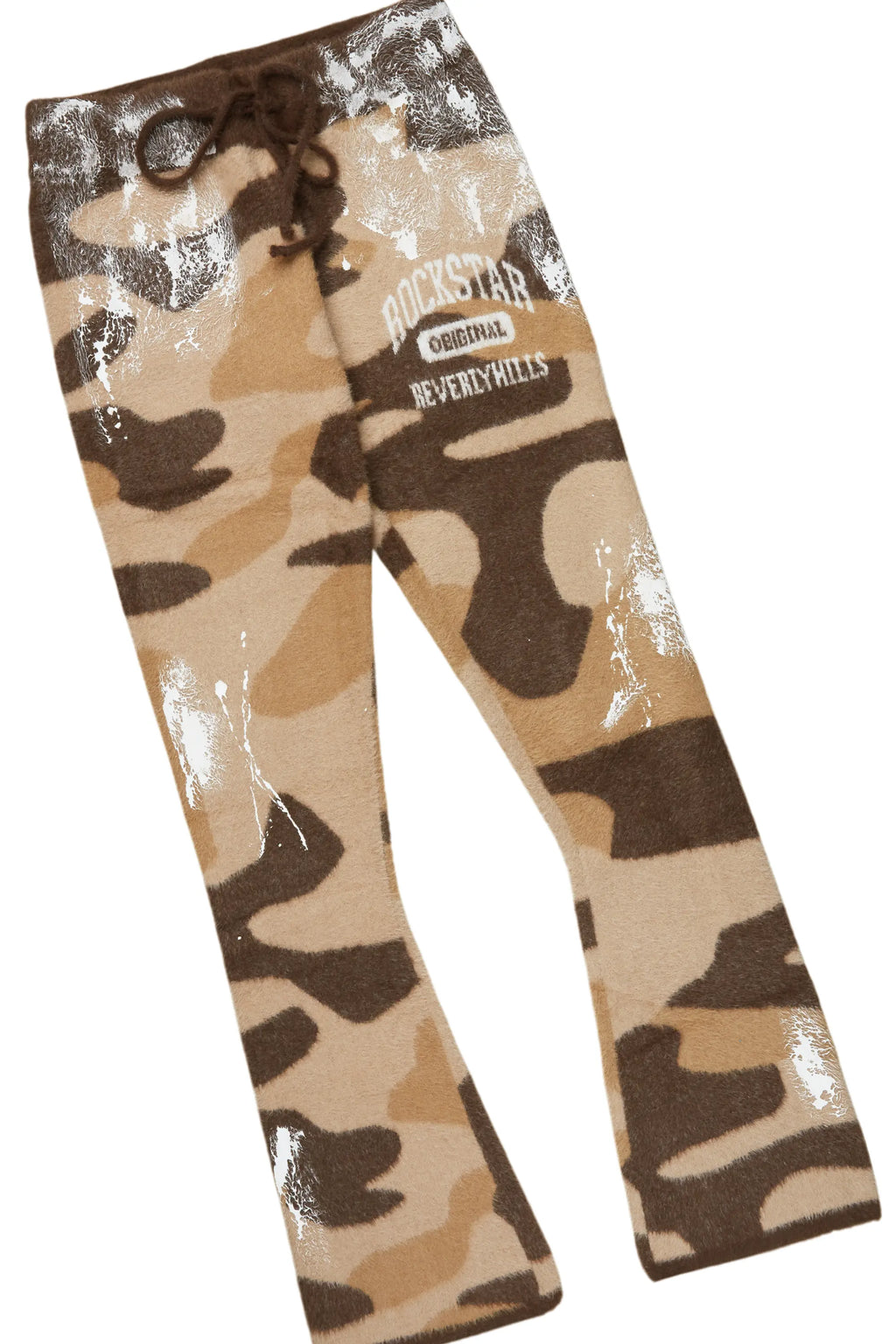 Salim Camo Brown Stacked Flare Knitted Mohair Track Set