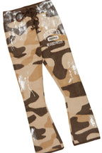 Salim Camo Brown Stacked Flare Knitted Mohair Track Set