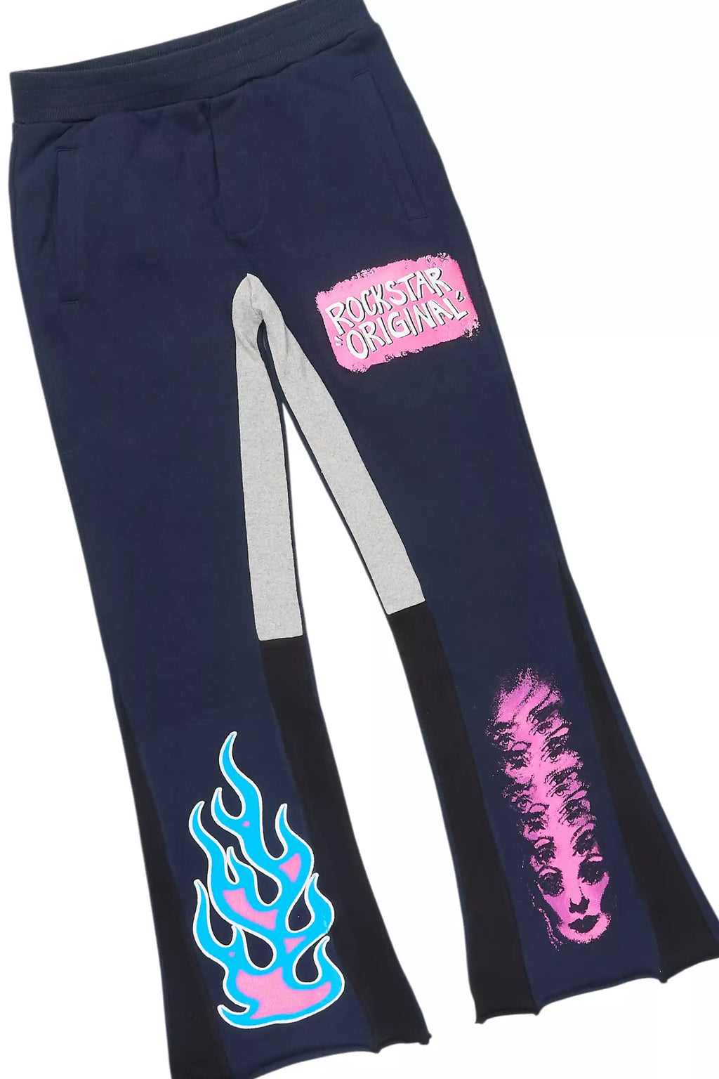 Girls Bridgette Navy/Pink Hoodie Stacked Flare Track Set