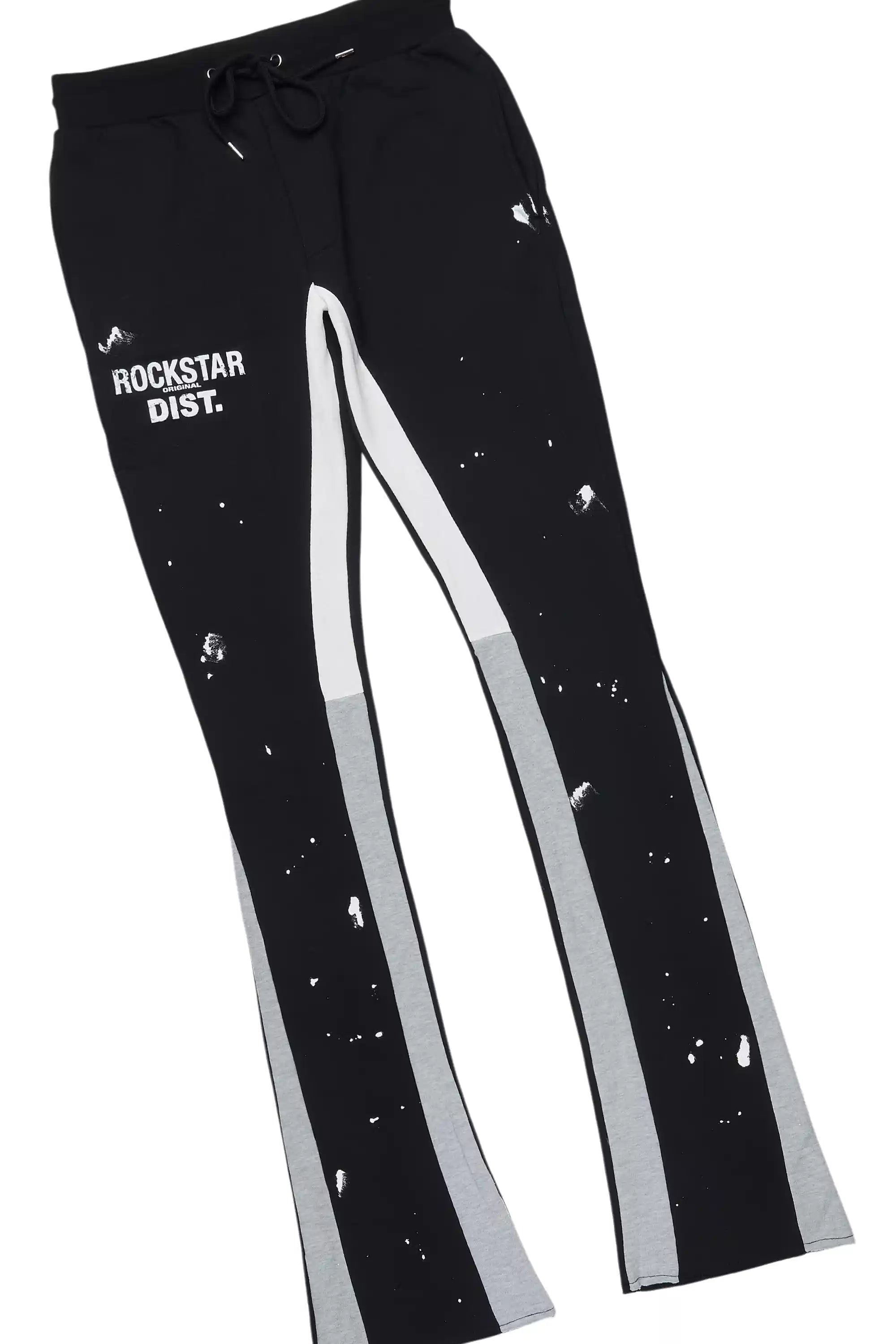 Raffer Black/White Hoodie/Stacked Track Pant Set