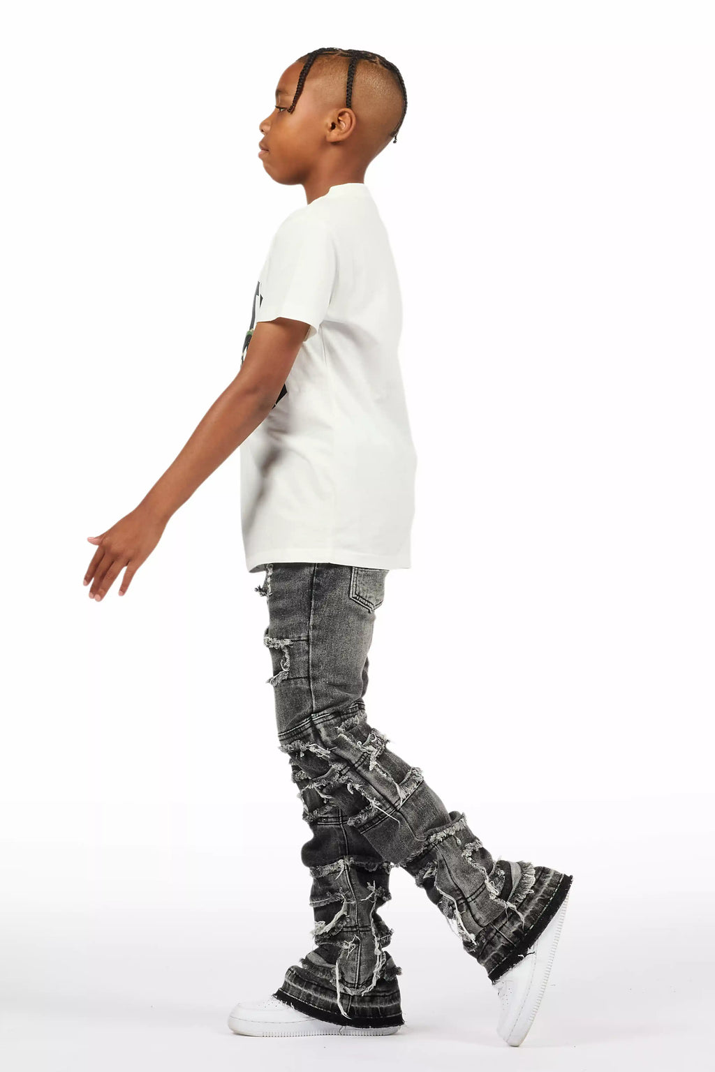 Boys Vasco Grey Stacked Flare Jean
