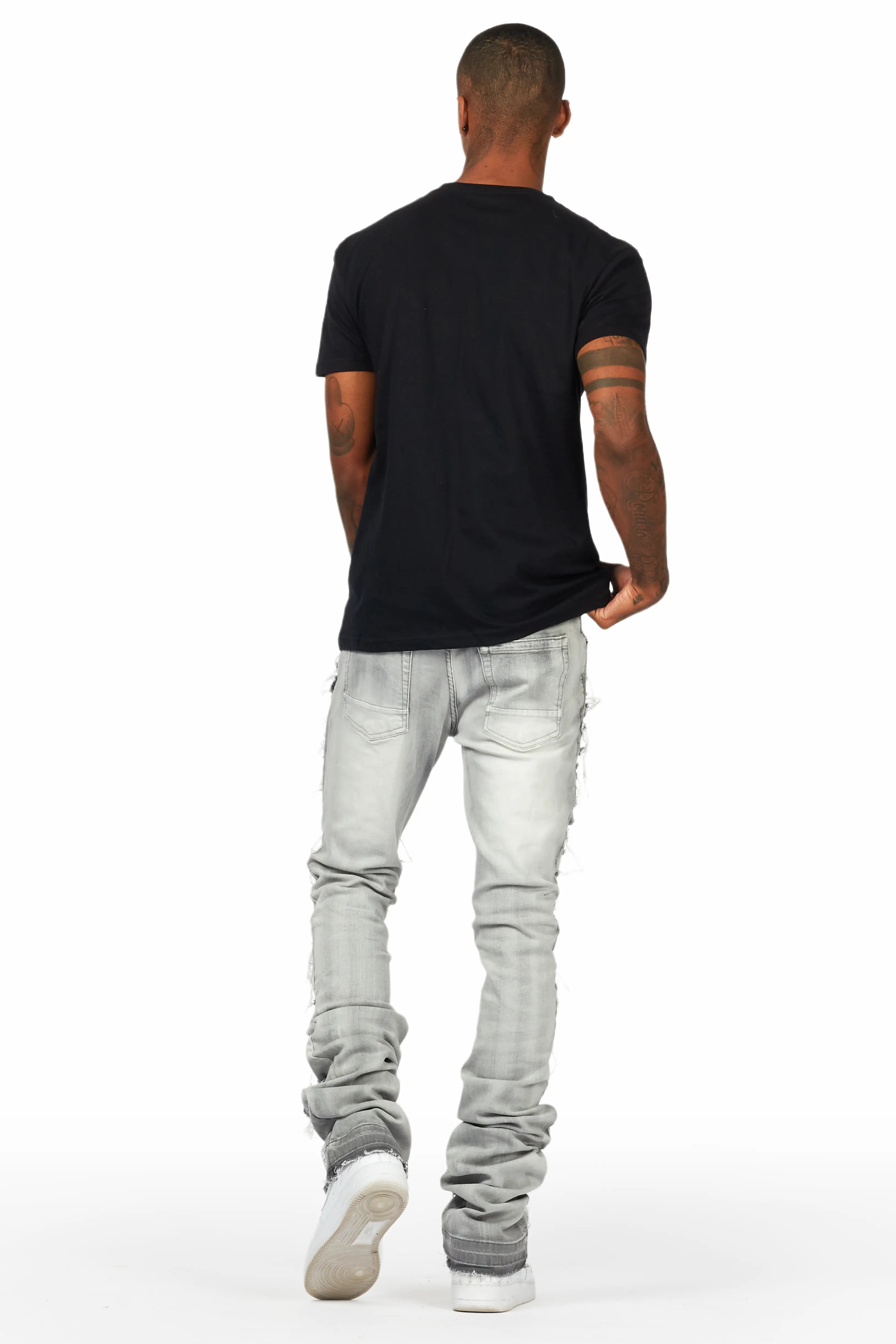 Edem Black/Grey T-Shirt Stacked Flare Jean Bundle