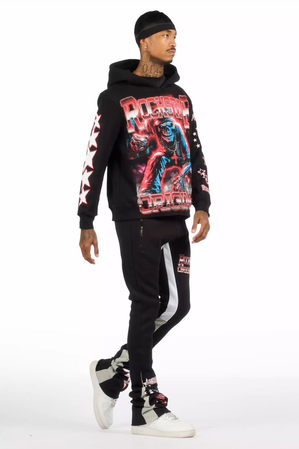 Marxe Black/Red Hoodie/Super Stacked Track Set