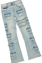 Boys Soweto Navy T-Shirt/Stacked Flare Cargo Jean Set