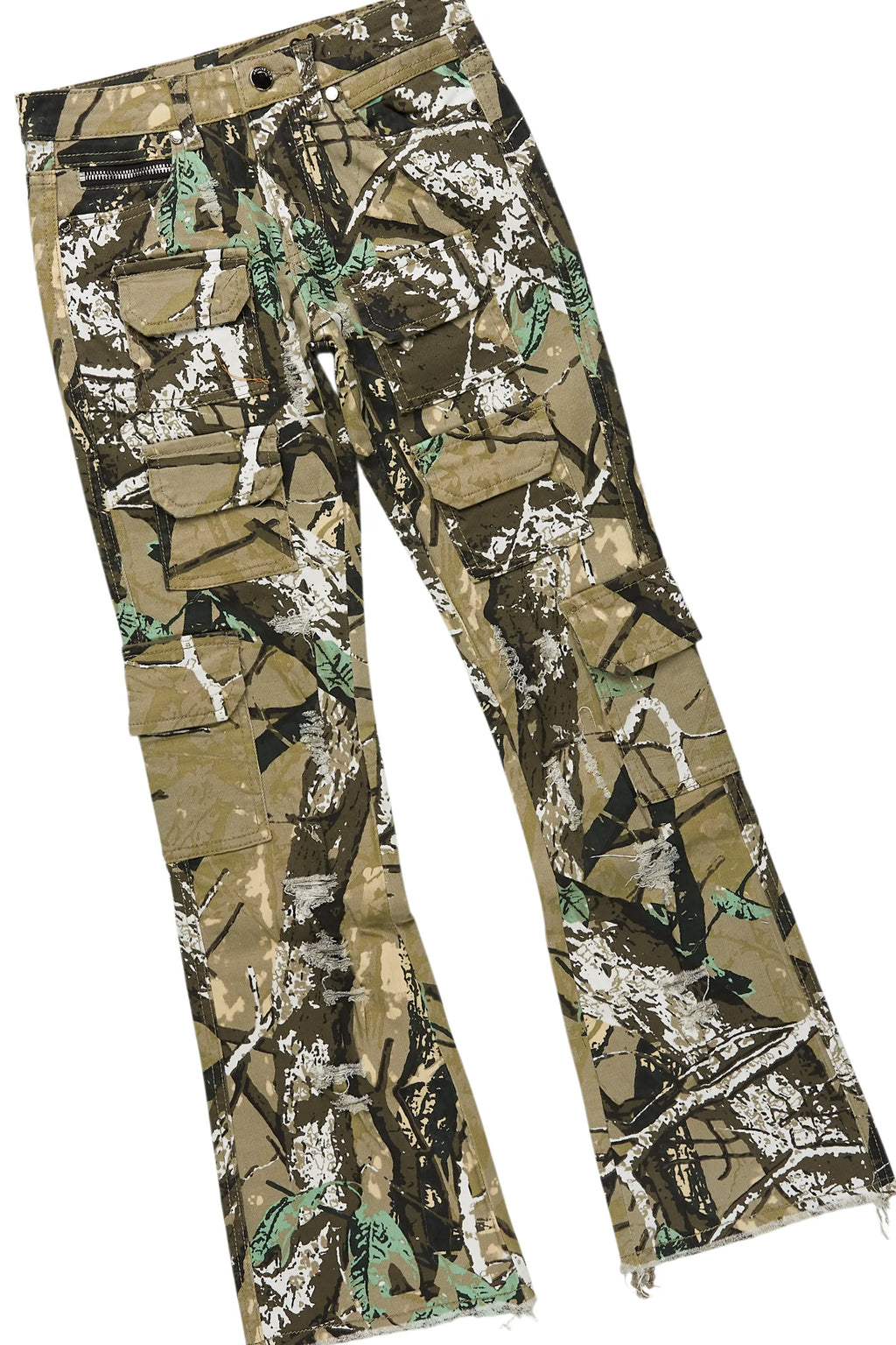 Boys Thierry White/Camo T-Shirt/Stacked Flare Jean Set