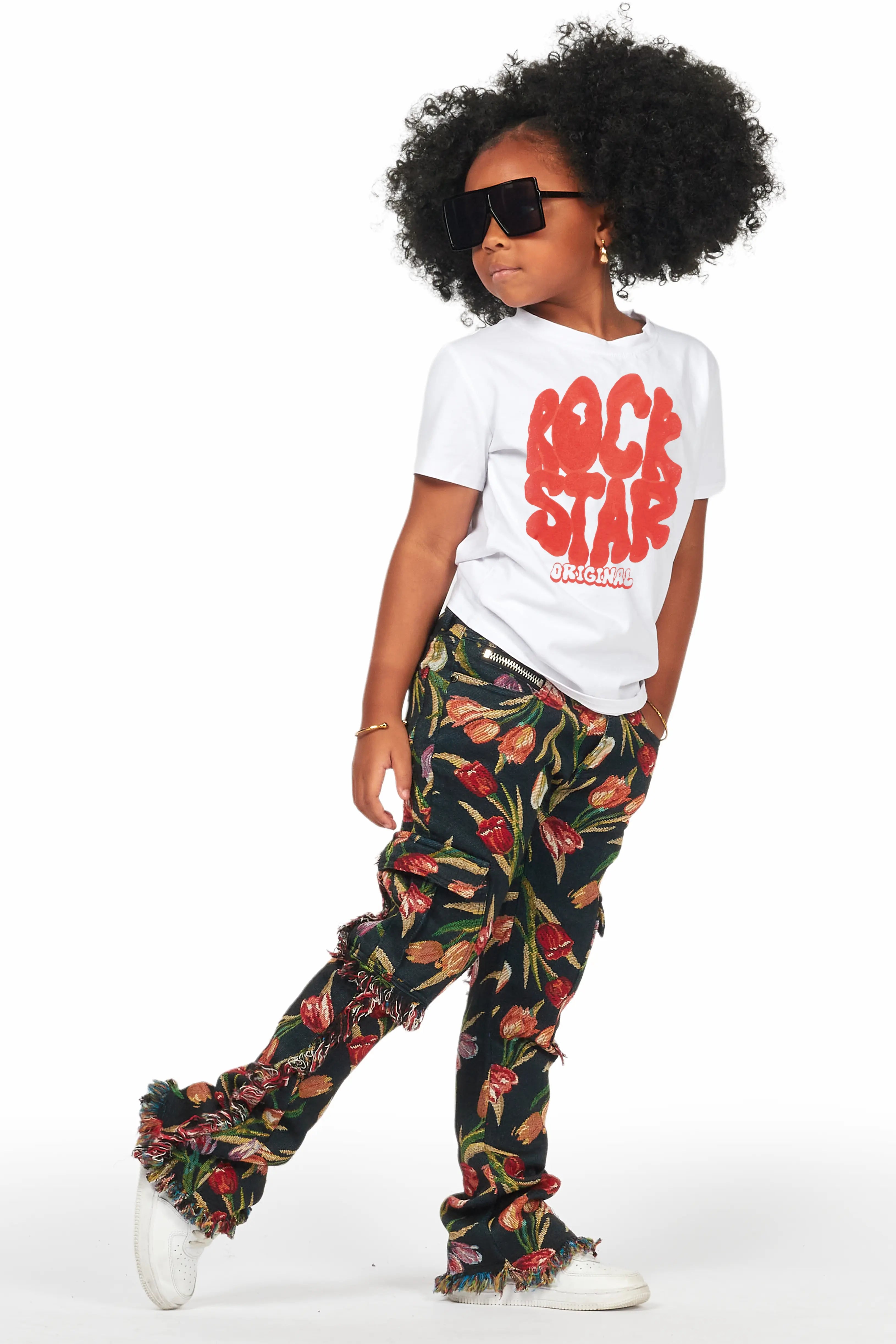 Girls Anaya Black Slim Flare Pants