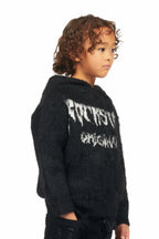 Boys Andros Black Graphic Knit Hoodie