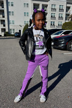 Girls Mallie Purple/White T-Shirt Stacked Set