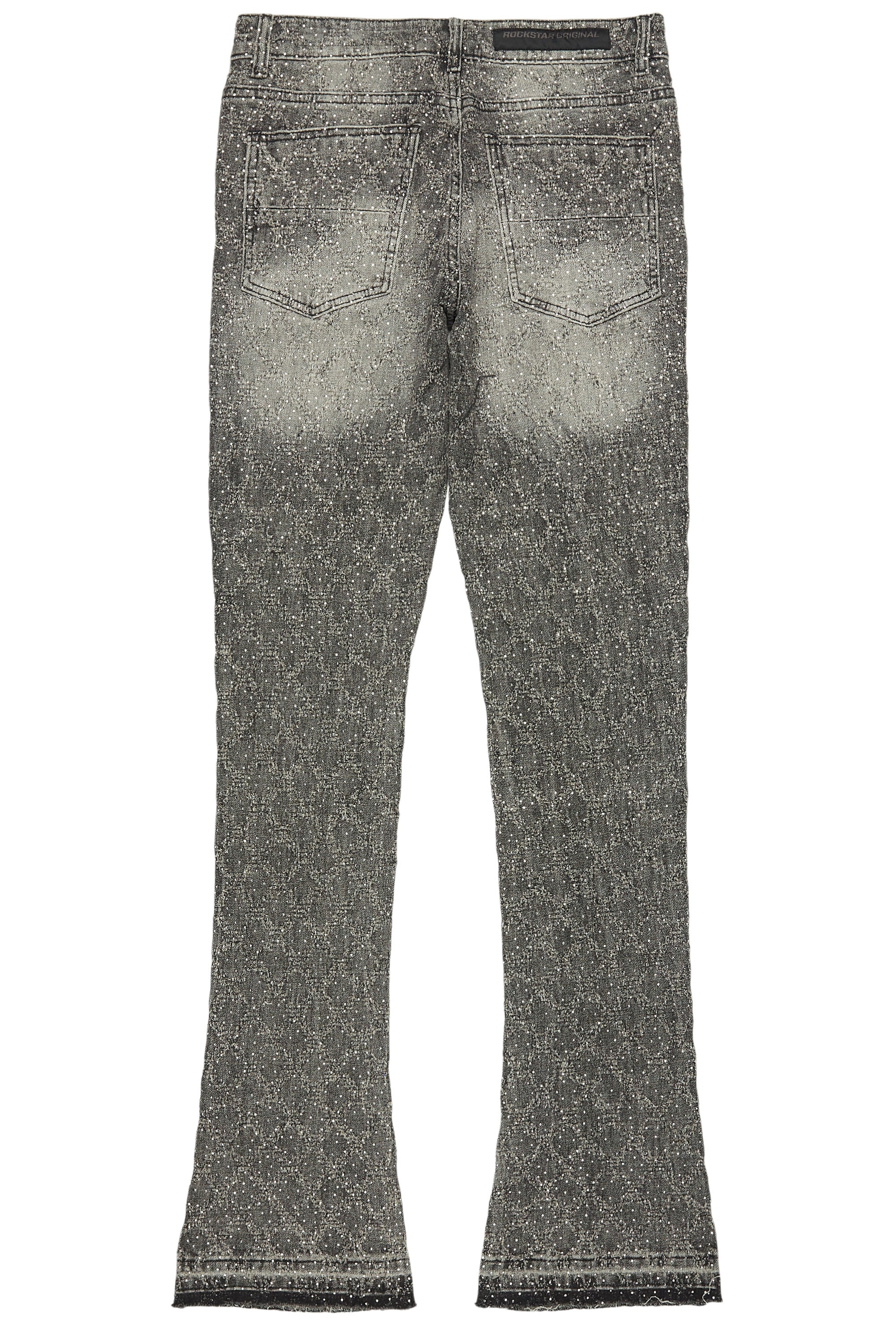 Glit Grey Rhinestone Stacked Flare Jean