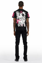 Grill Black T-Shirt/Stacked Flare Cargo Jean