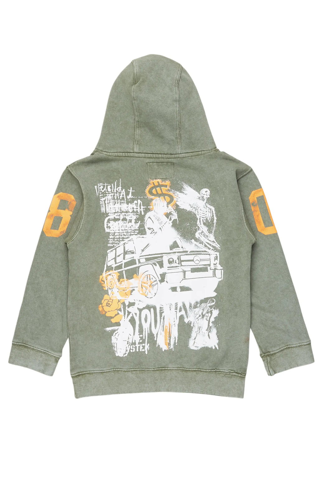Boys Beau Vintage Green Graphic Hoodie