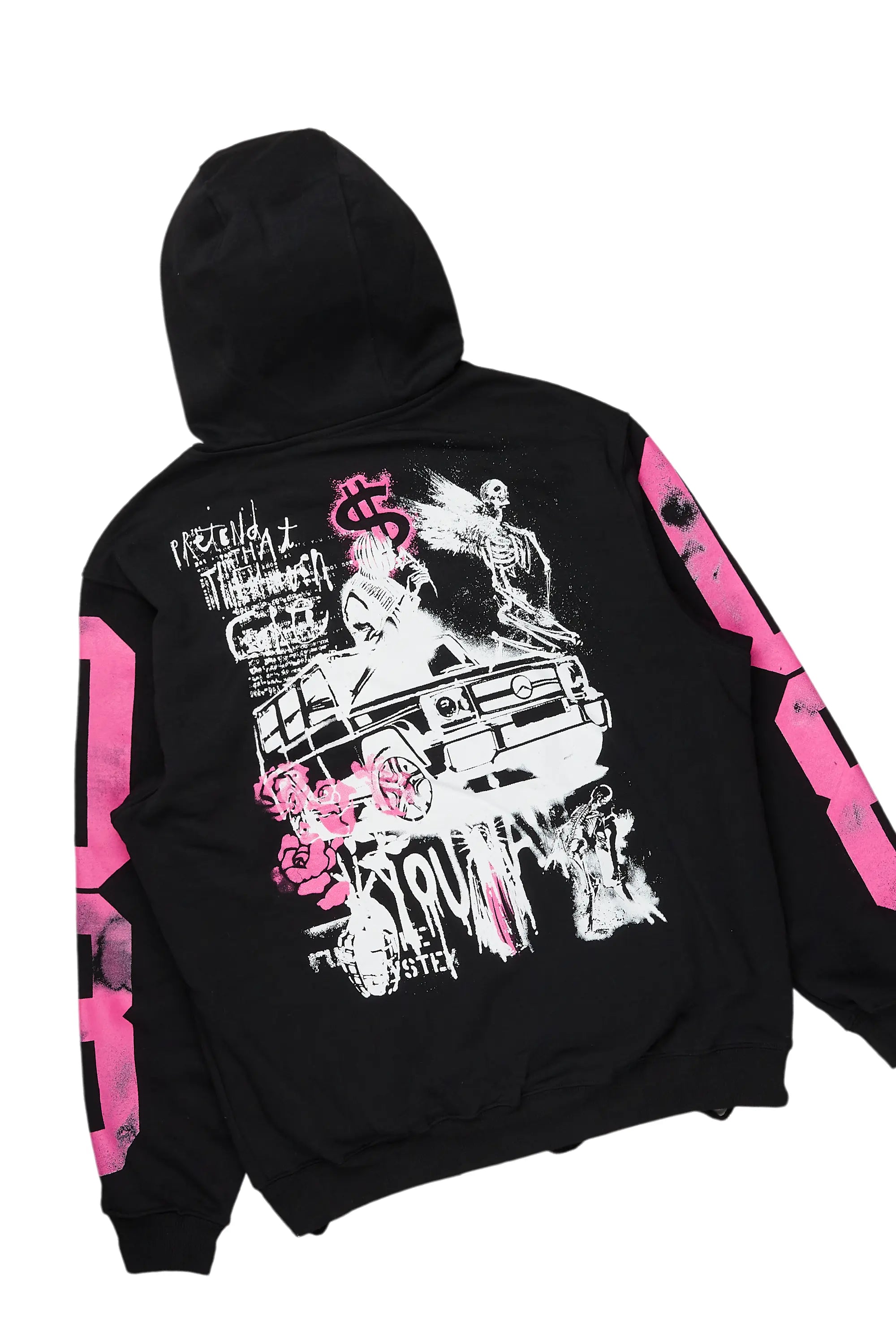 Grill Black/Pink Hoodie/Stacked Flare Jean Bundle